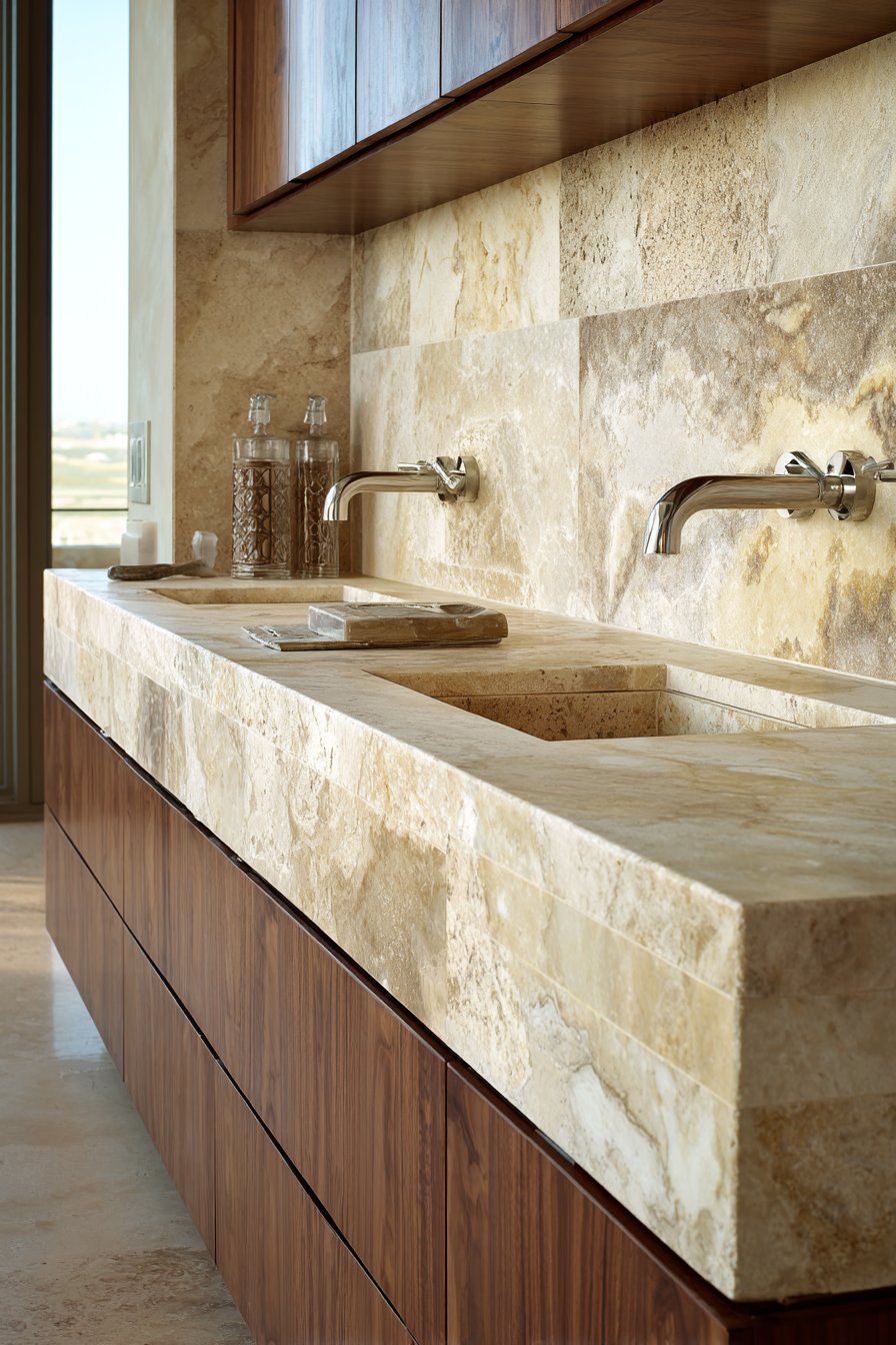 Modern Travertine Vanity Showcase