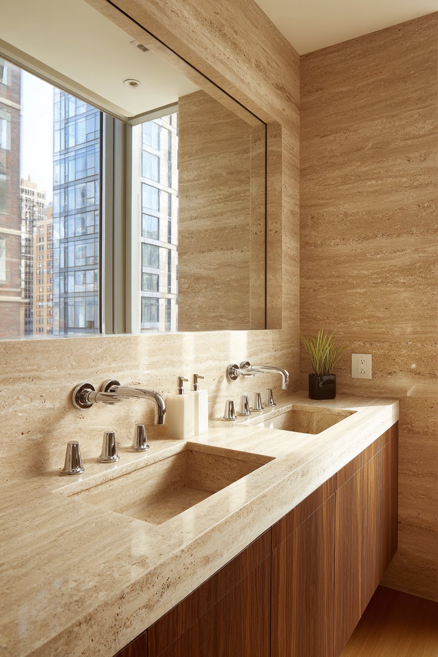 Modern Travertine Vanity Showcase