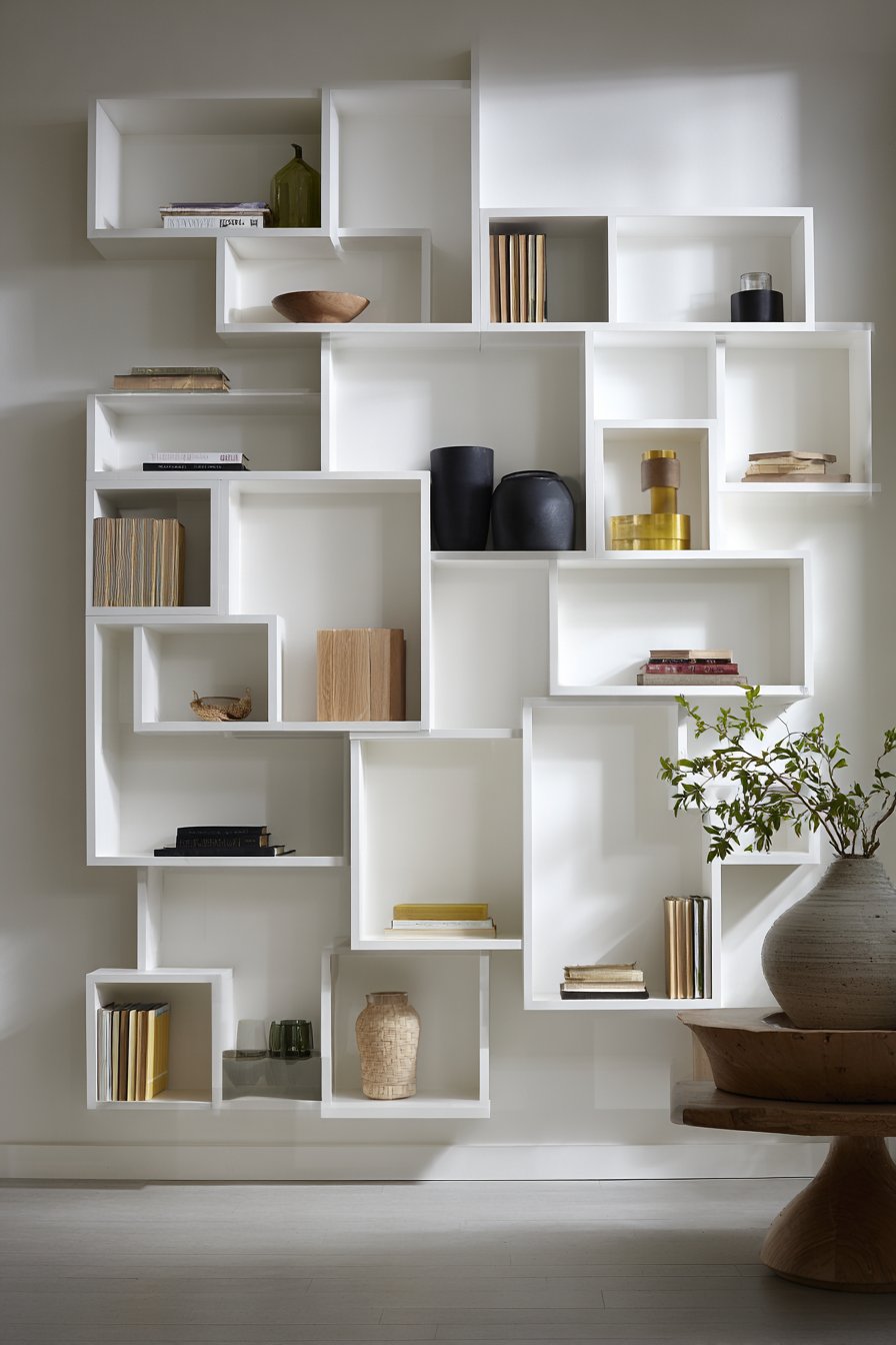 Minimalist Modular White Cube Shelving System