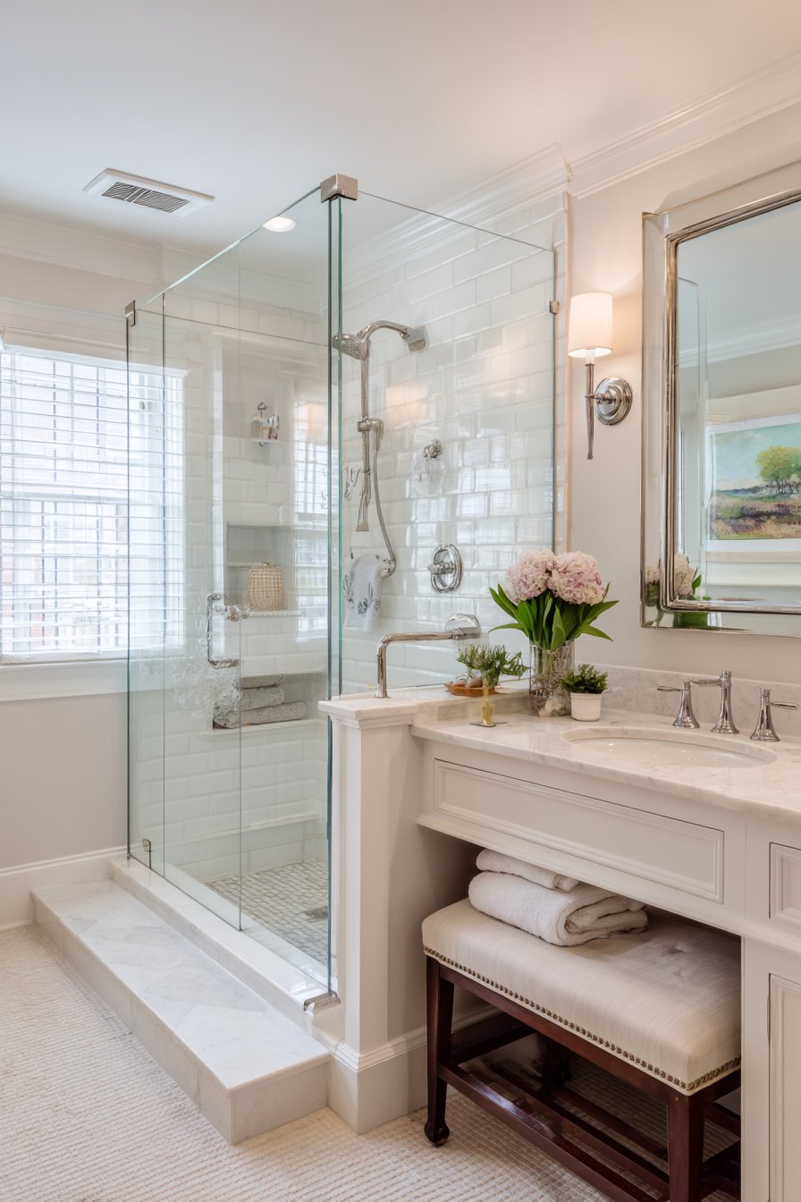 White Wainscoting with Natural Oak Flooring