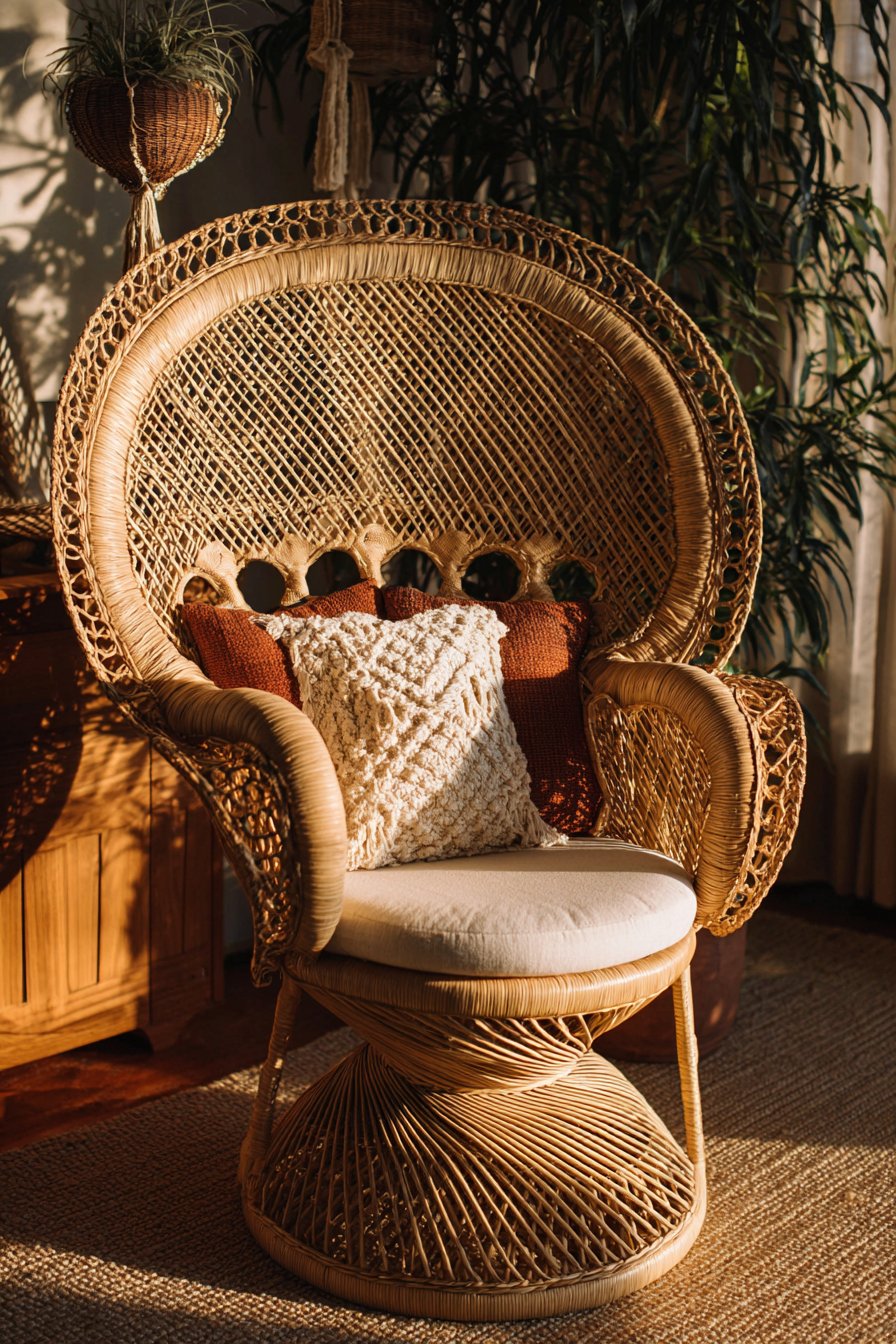  Bohemian Rattan Peacock Chair