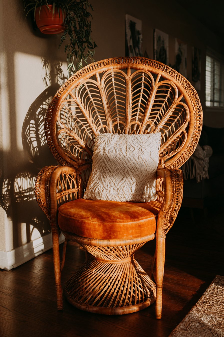  Bohemian Rattan Peacock Chair