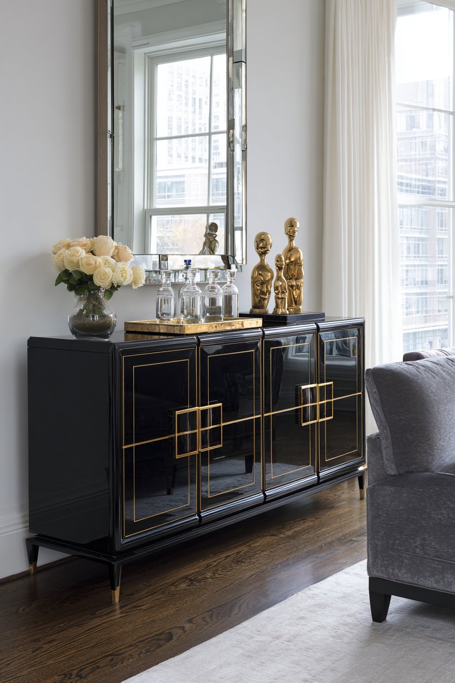 Black Lacquer and Mirror Sophistication