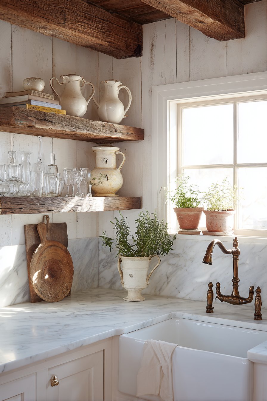 Apron-Front Sink Showcase with Natural Materials
