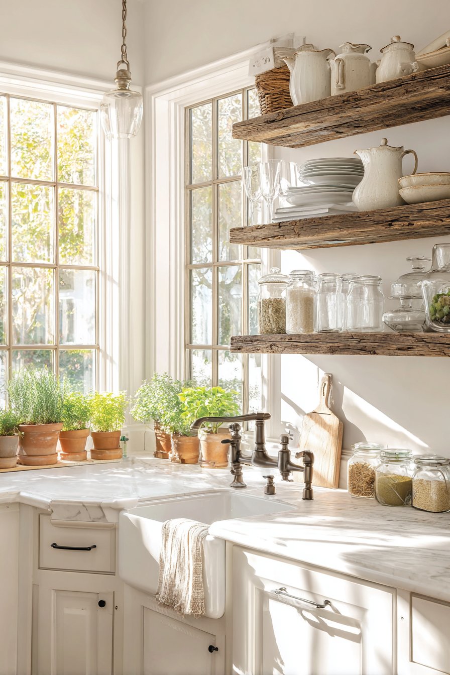 Apron-Front Sink Showcase with Natural Materials