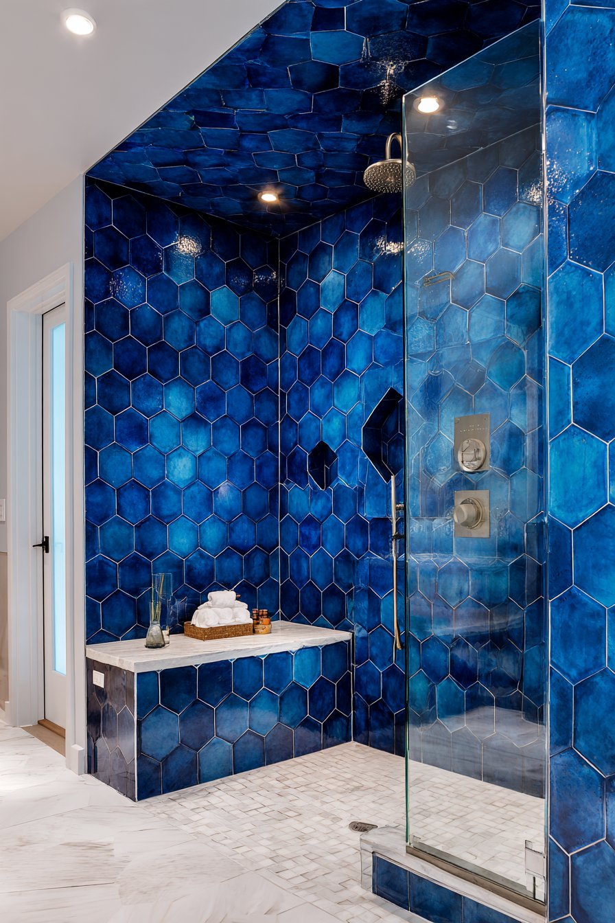 Luxurious Midnight Blue Spa Shower
