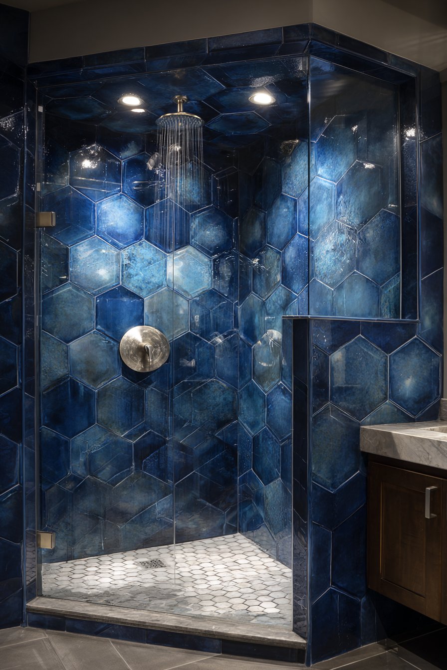Luxurious Midnight Blue Spa Shower
