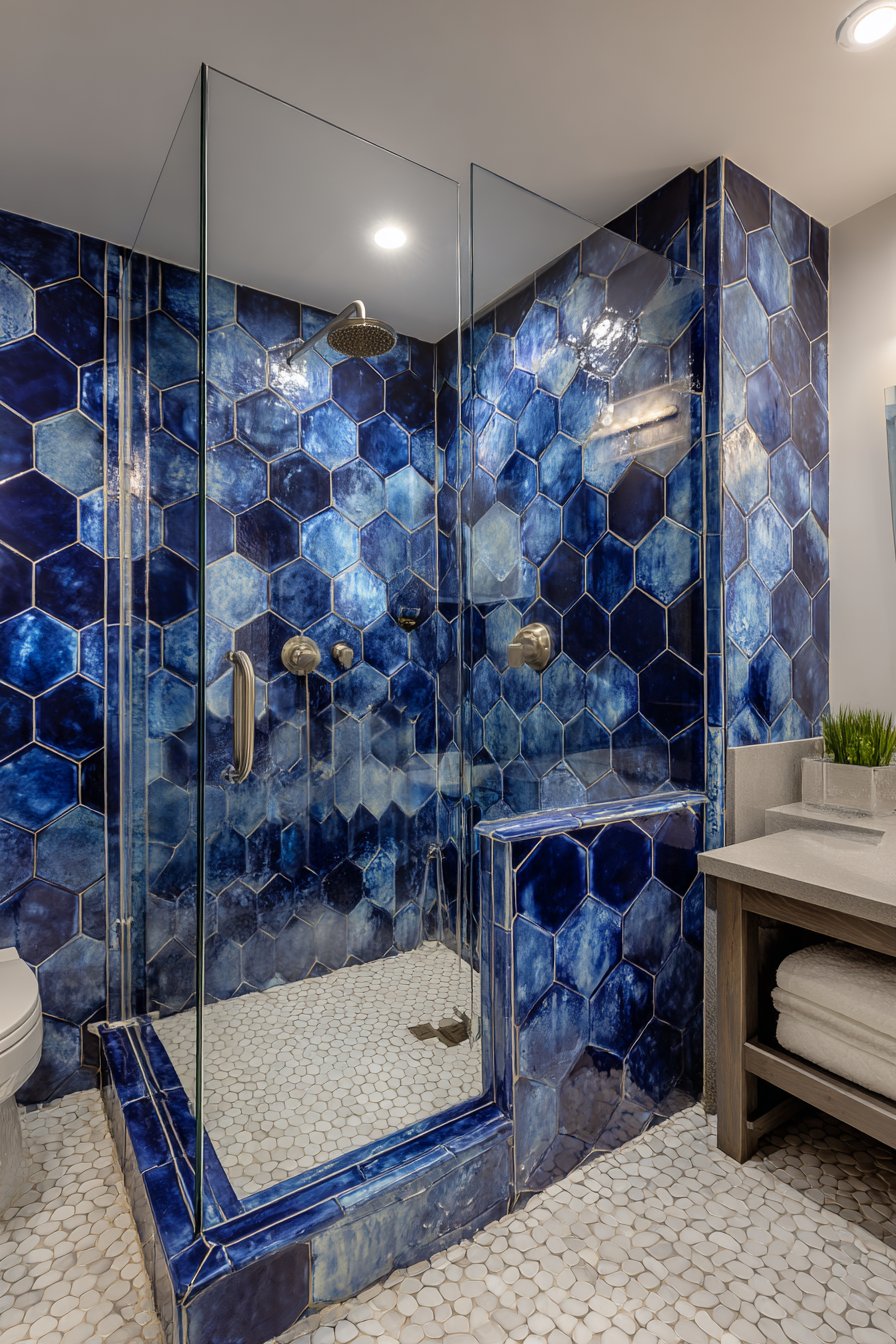 Luxurious Midnight Blue Spa Shower