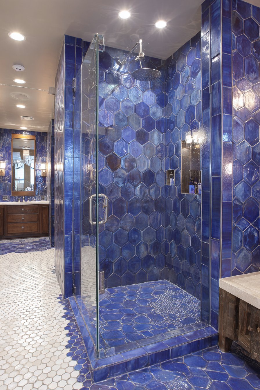 Luxurious Midnight Blue Spa Shower