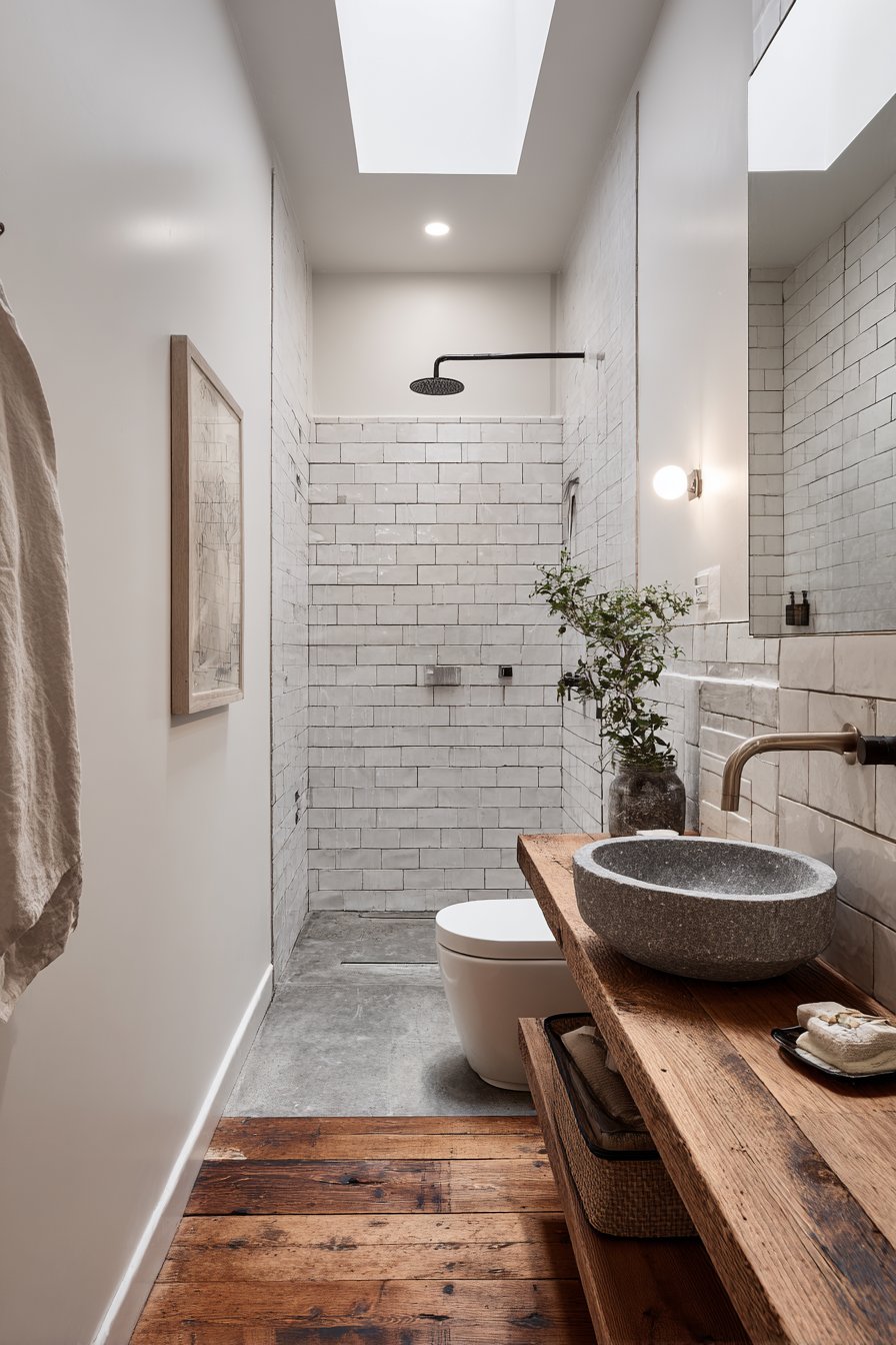 Clever Small Space Design with Floor-to-Ceiling Subway Tiles