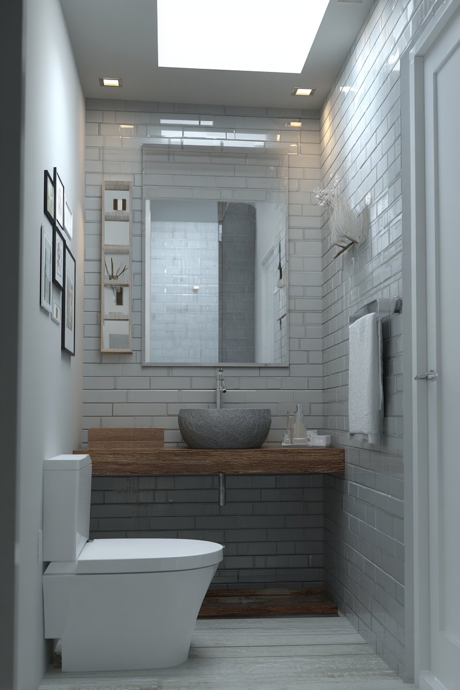 Clever Small Space Design with Floor-to-Ceiling Subway Tiles