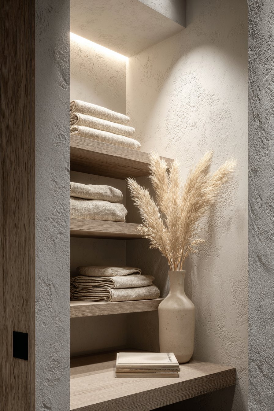 Built-In Storage with Organic Texture