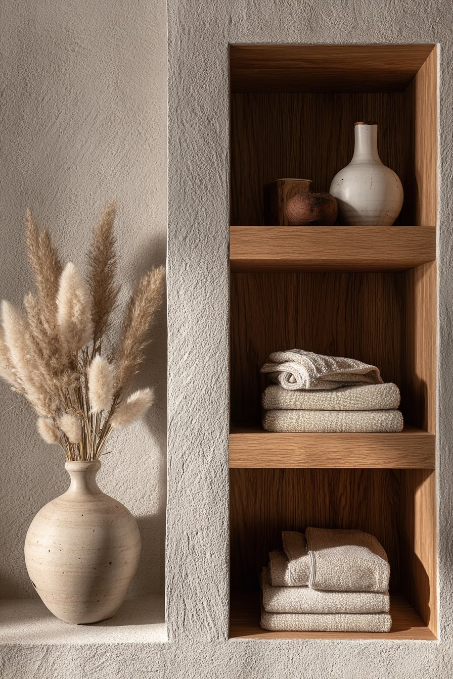 Built-In Storage with Organic Texture