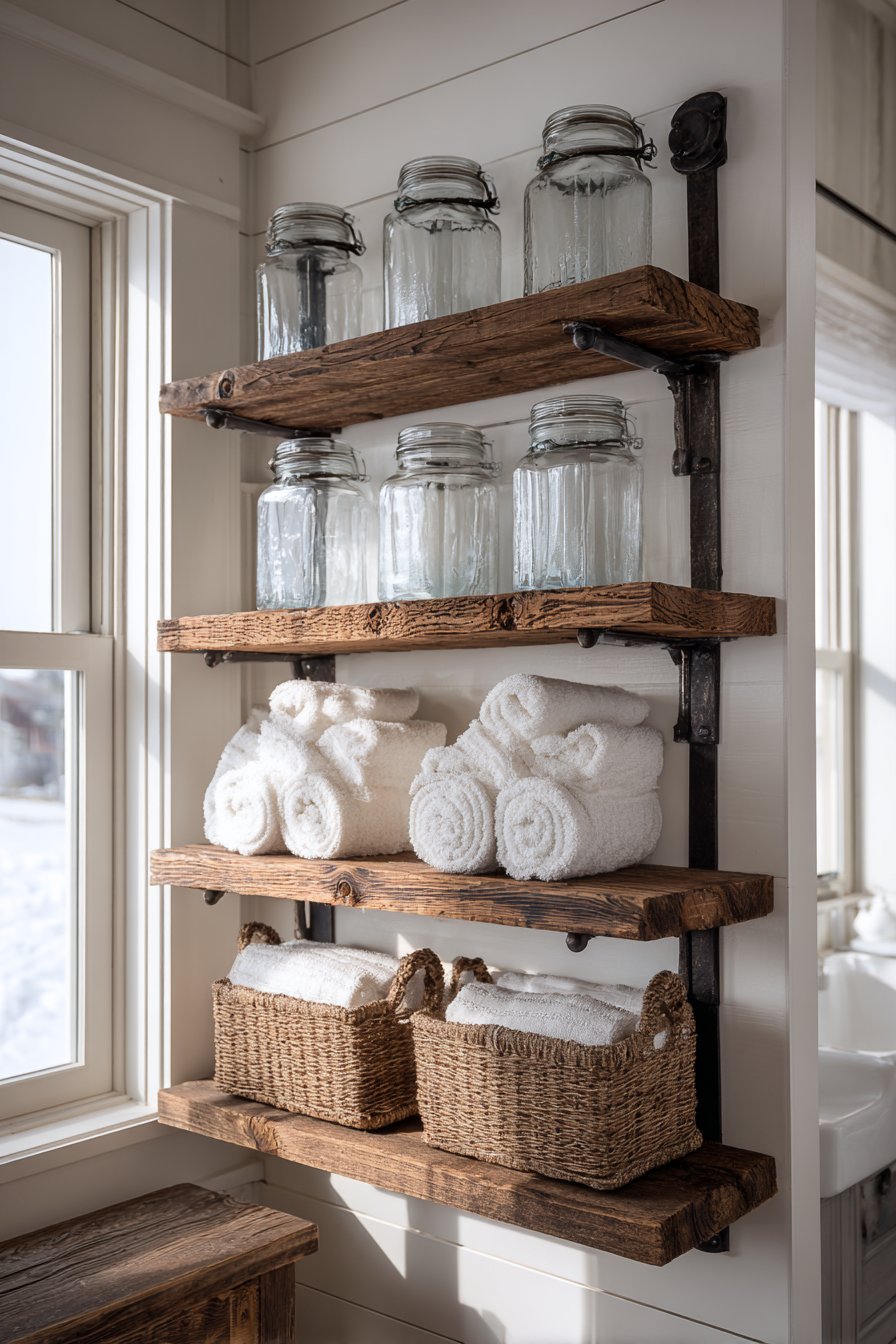Open Shelving Storage with Farmhouse Functionality