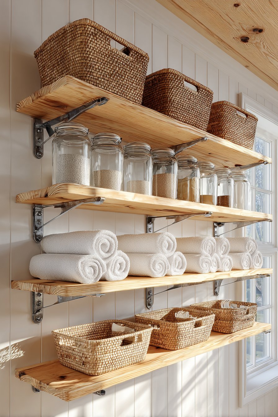 Open Shelving Storage with Farmhouse Functionality