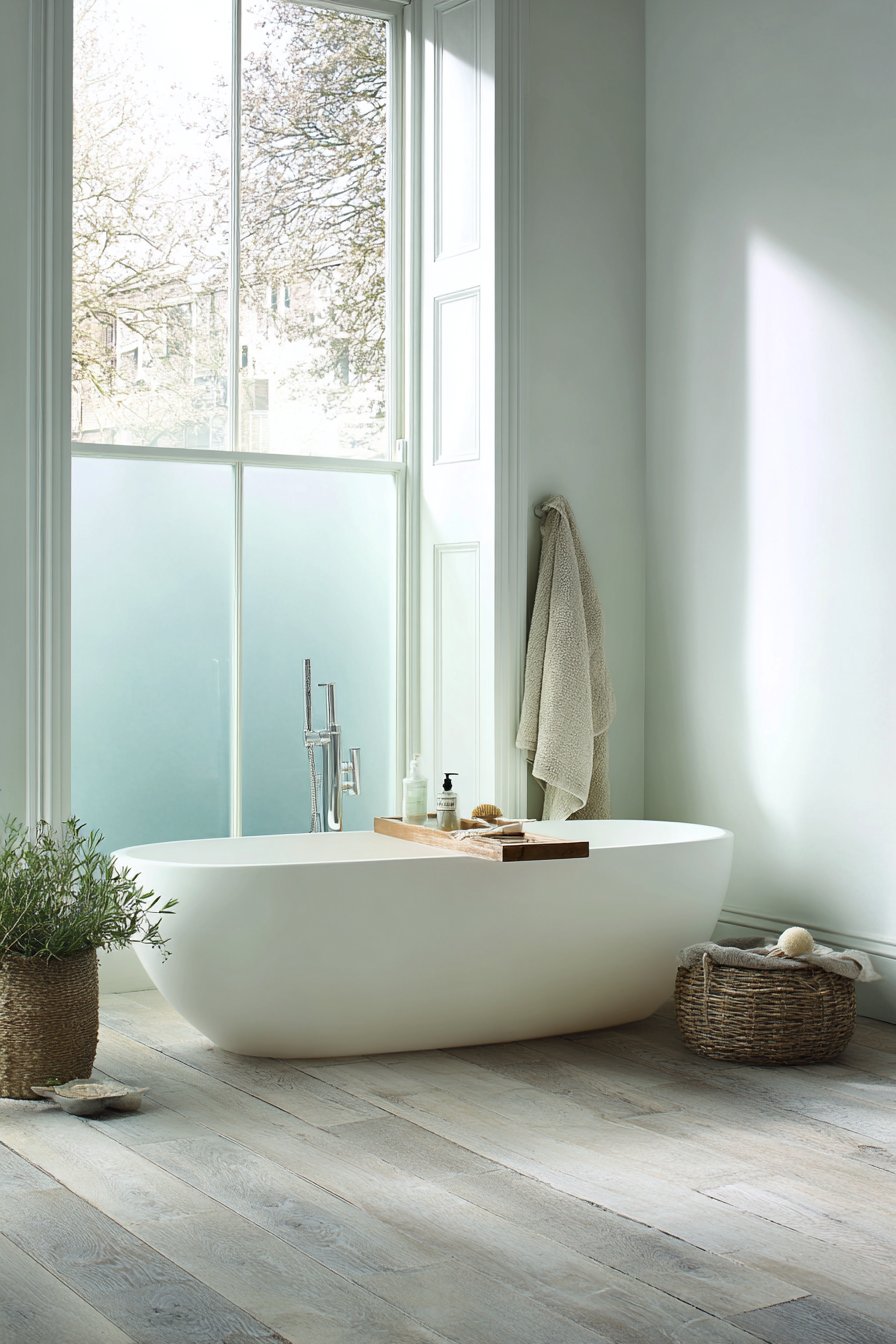Serene Scandinavian Bathroom with Freestanding Bathtub