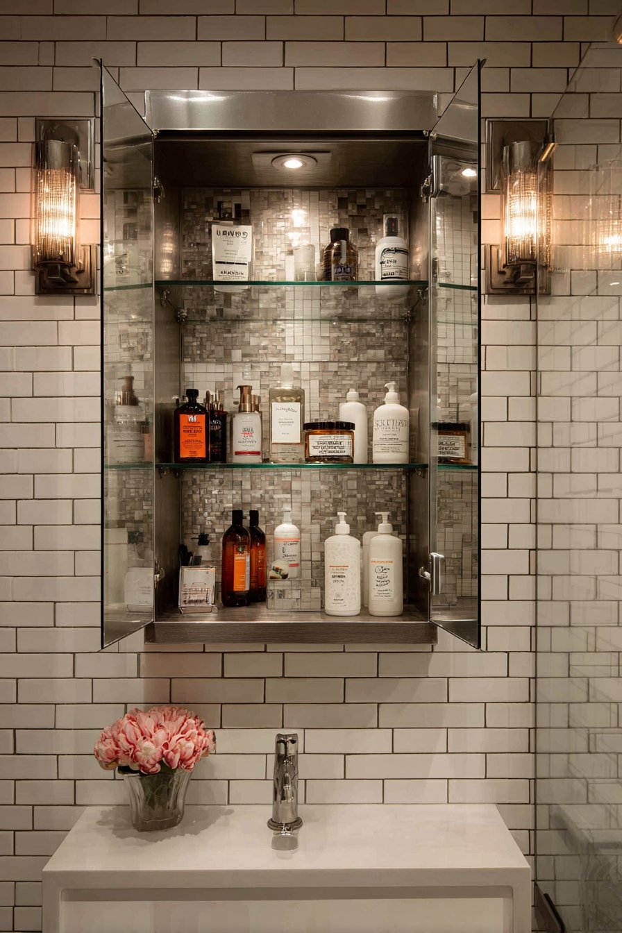 Wall-Mounted Medicine Cabinet with Ambient Lighting