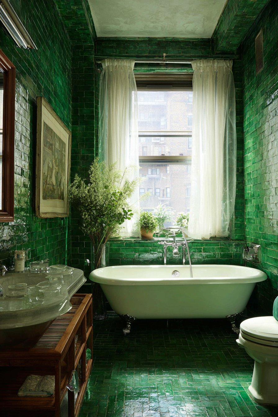 Emerald Zellige Tile Elegance