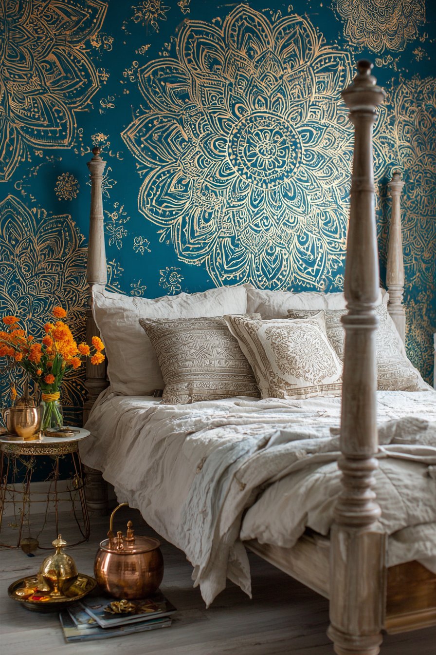 Hand-Painted Mandala Feature Wall