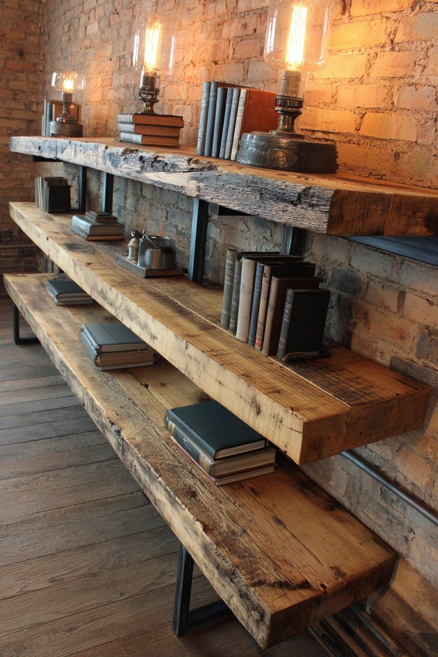  Industrial Open Metal Frame with Raw Steel and Reclaimed Wood