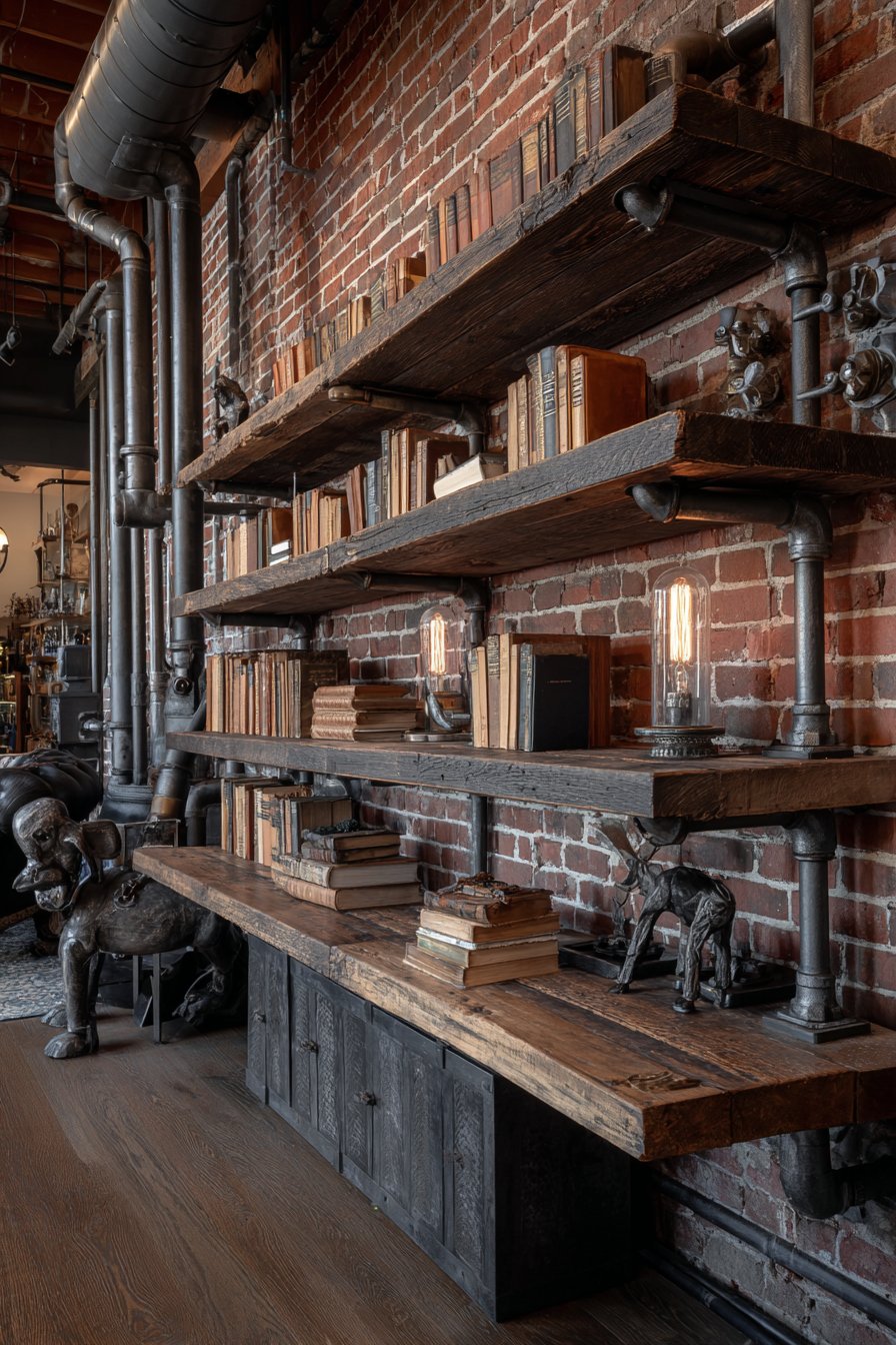  Industrial Open Metal Frame with Raw Steel and Reclaimed Wood