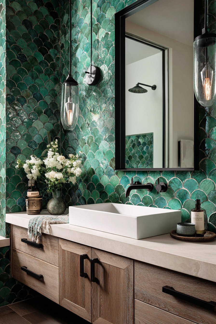 Artisanal Elegance with Zellige Tile Accent Wall
