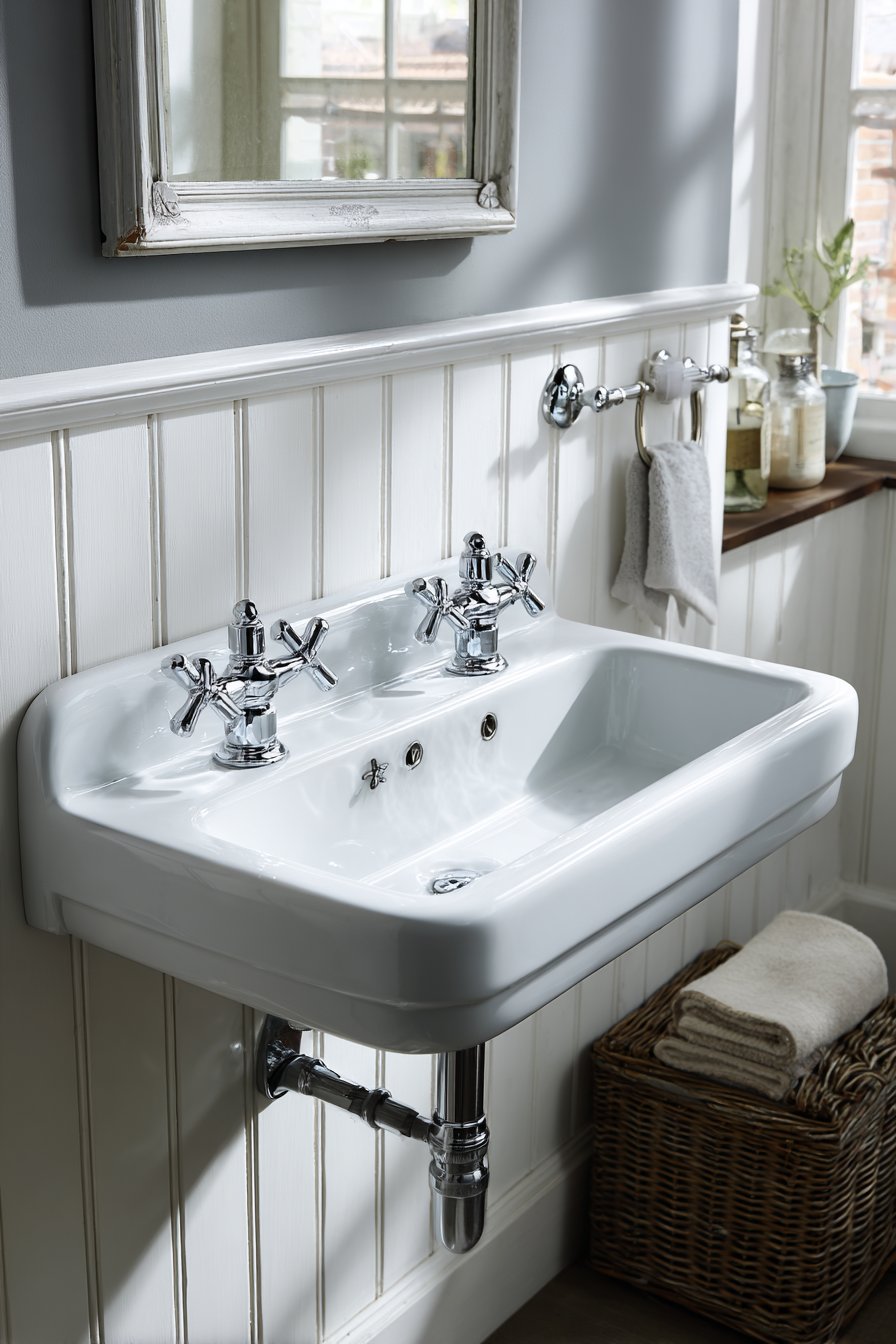 Shaker-Style Double Vanity in Grey-Blue