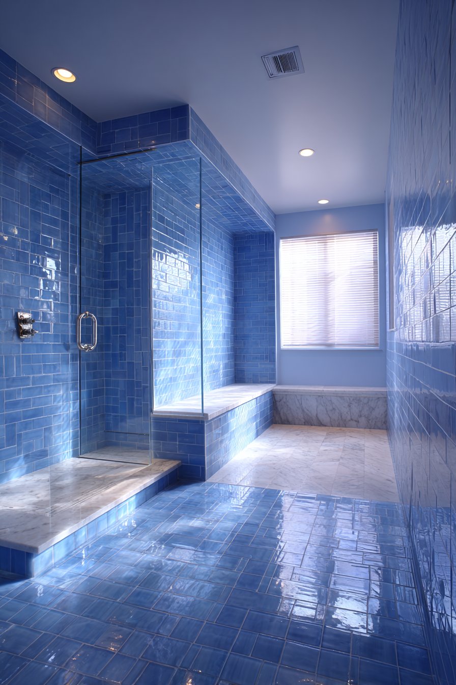 Spa-Like Sky Blue Glass Tile Oasis
