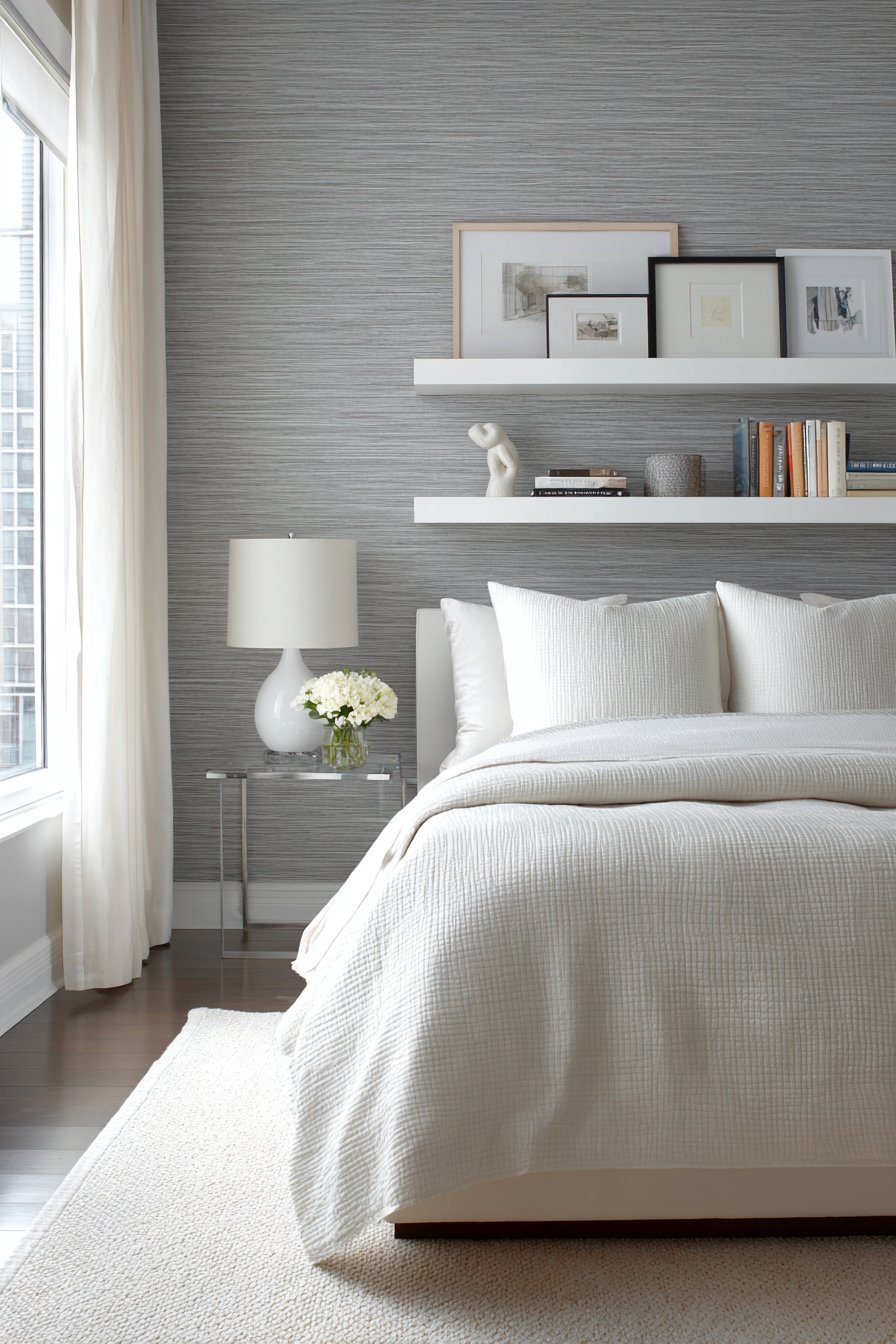 Contemporary Sophistication with White Floating Shelves