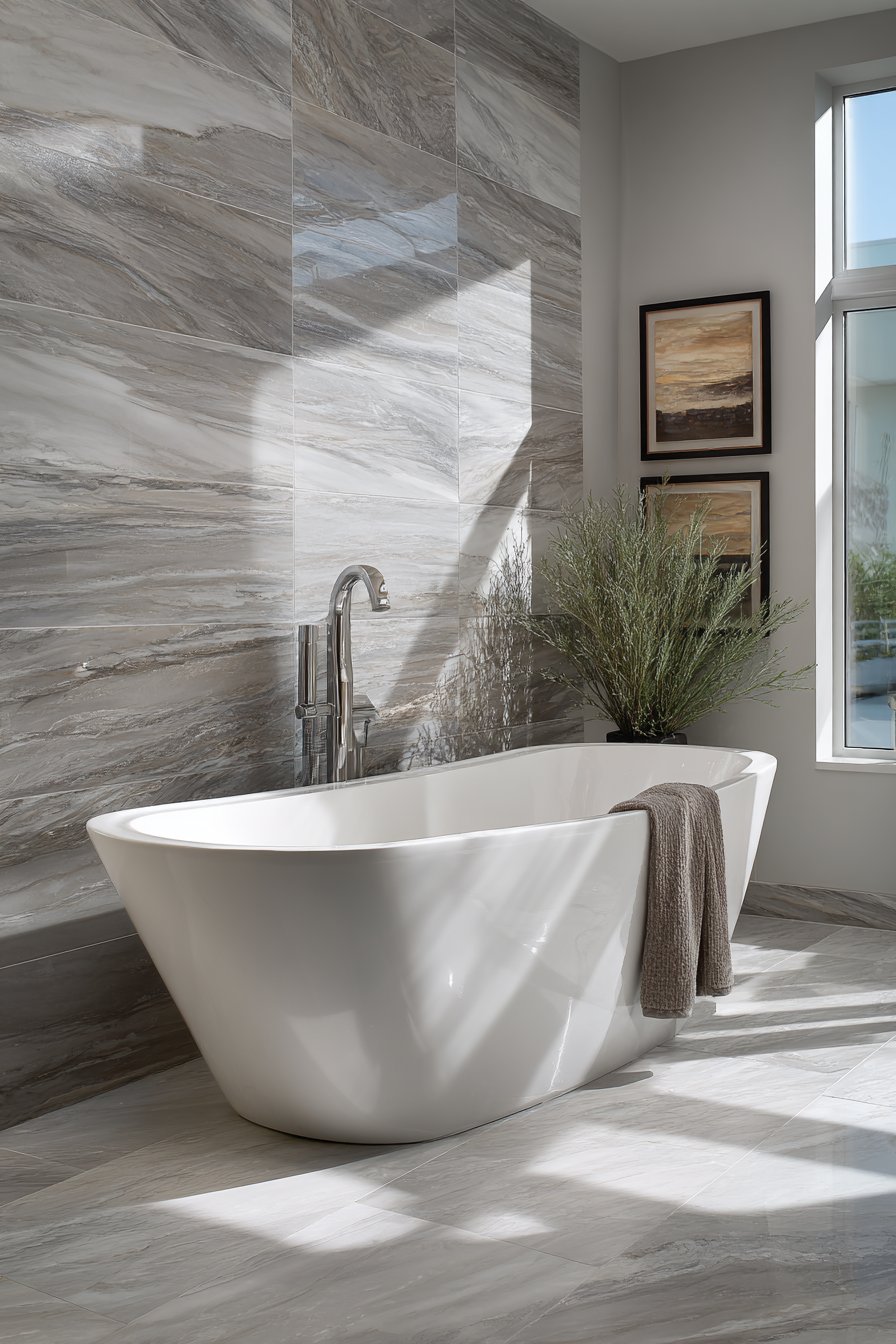 Elegant Marble-Look Accent Wall Showcase