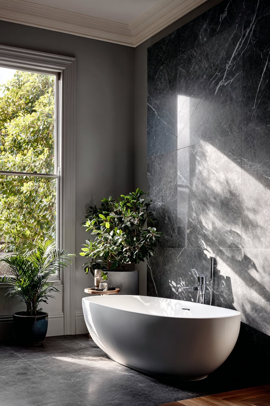 Elegant Marble-Look Accent Wall Showcase