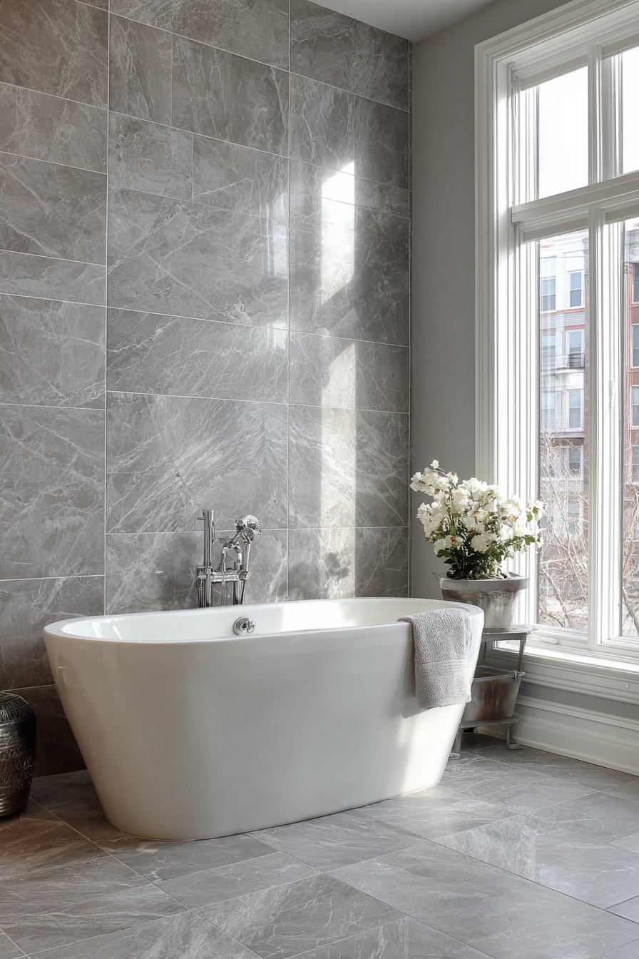 Elegant Marble-Look Accent Wall Showcase