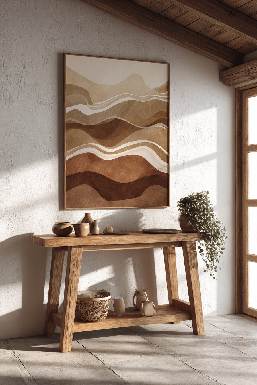 Scandinavian Minimalist Art and Organic Elements