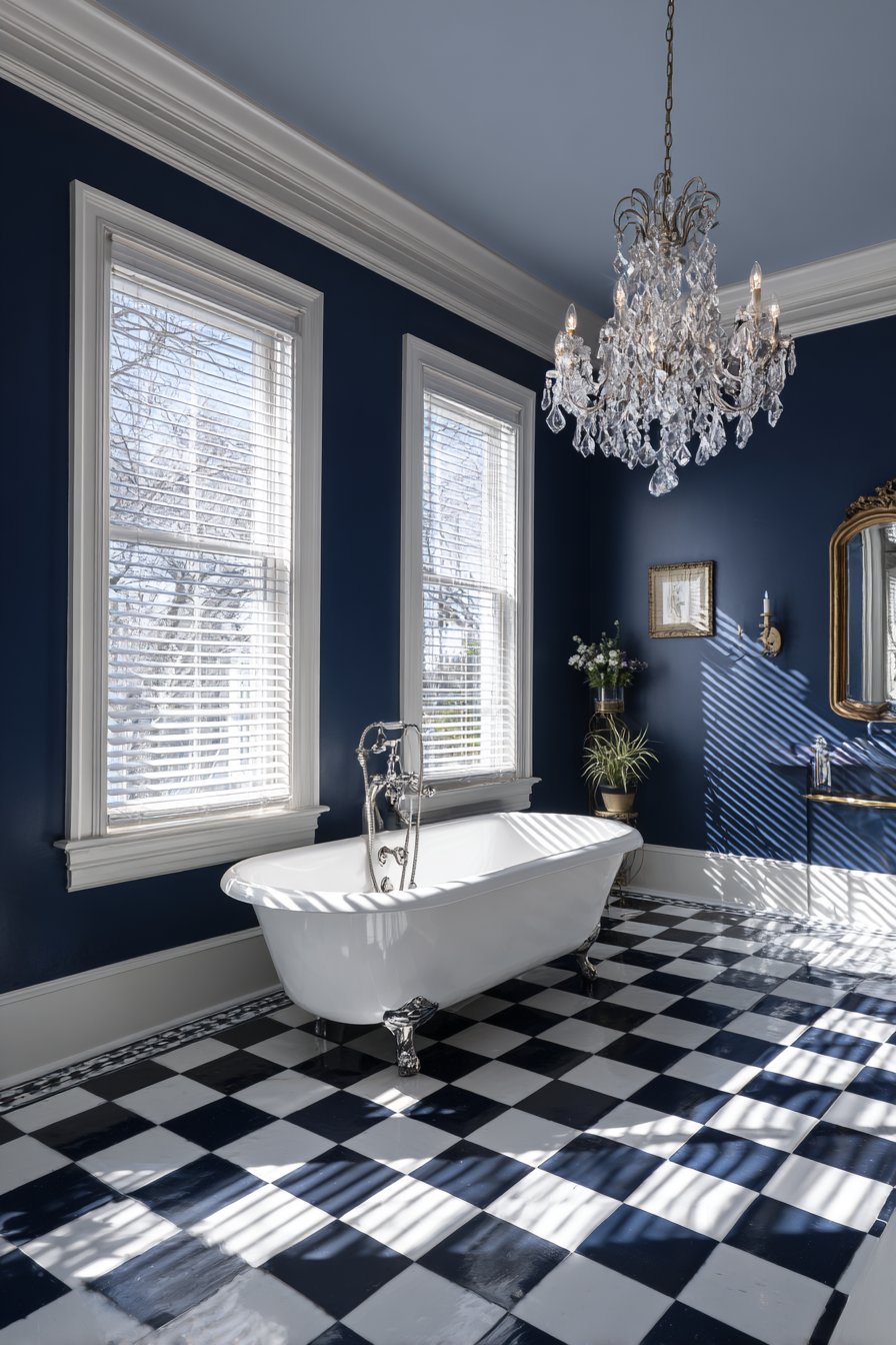 Traditional Elegance with Navy Walls
