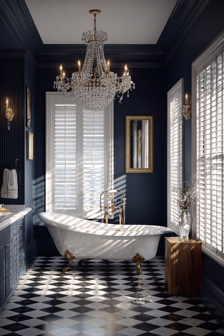 Traditional Elegance with Navy Walls
