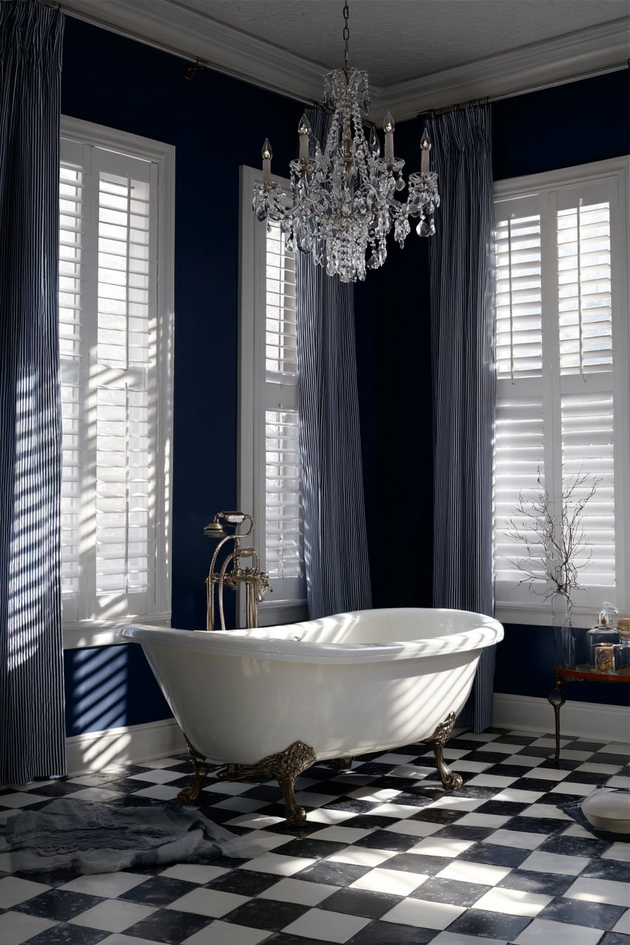 Traditional Elegance with Navy Walls