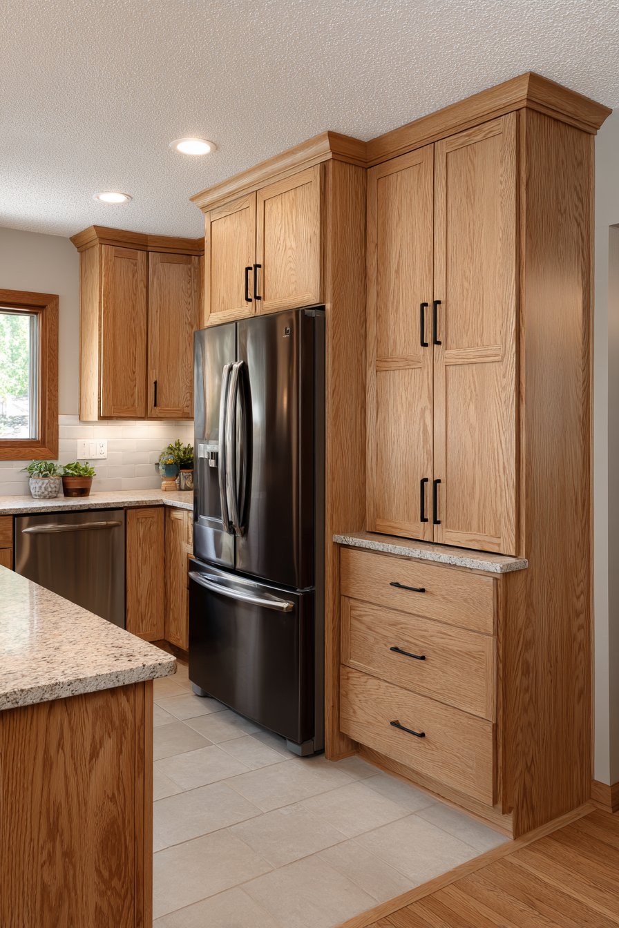 Compact Oak Kitchen with Floor-to-Ceiling Storage