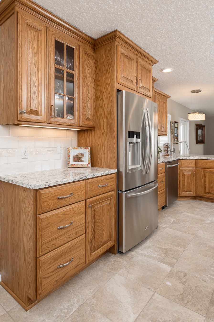 Compact Oak Kitchen with Floor-to-Ceiling Storage