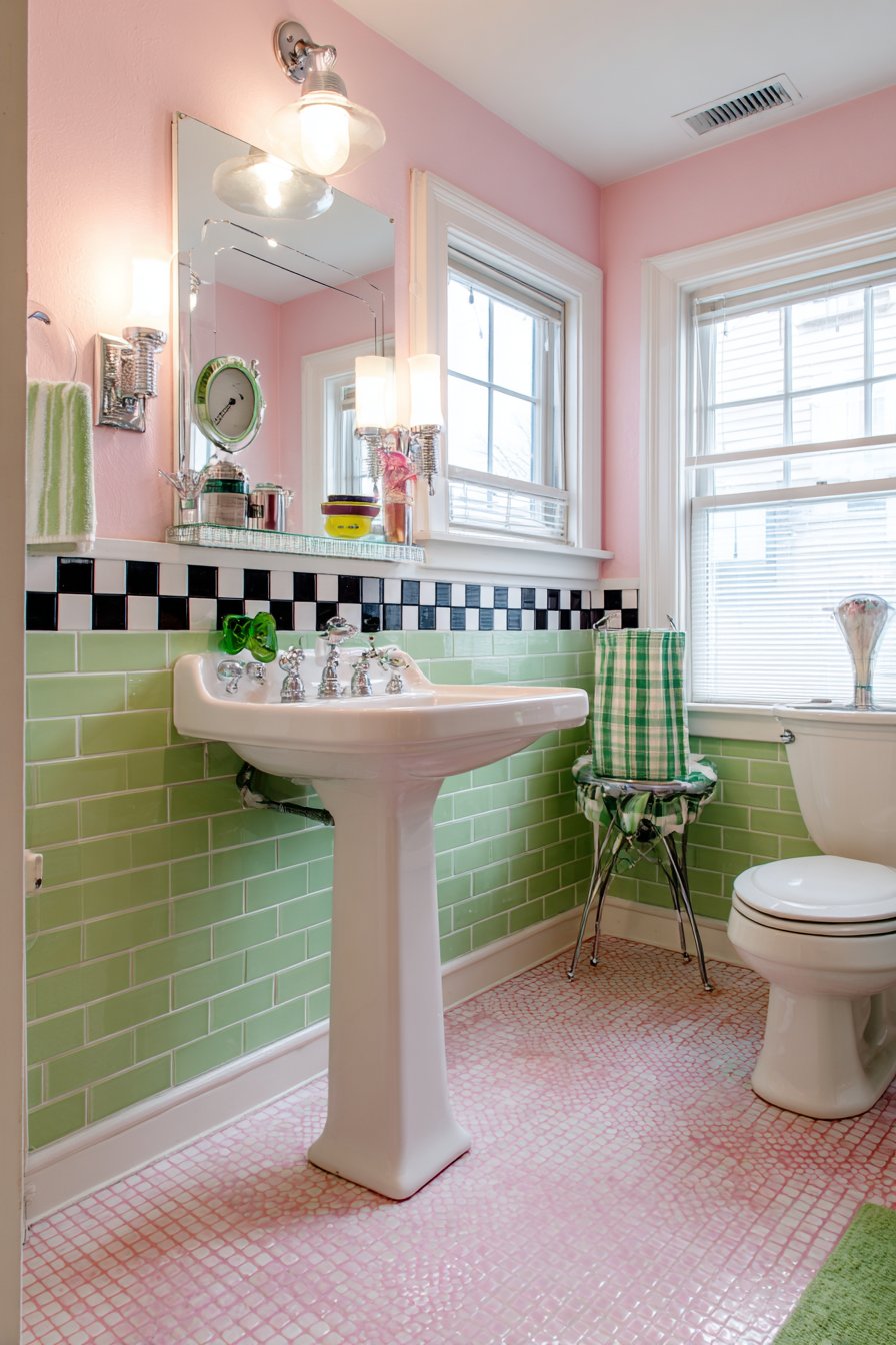 Retro 1950s Charm with Penny Tiles and Subway Classics