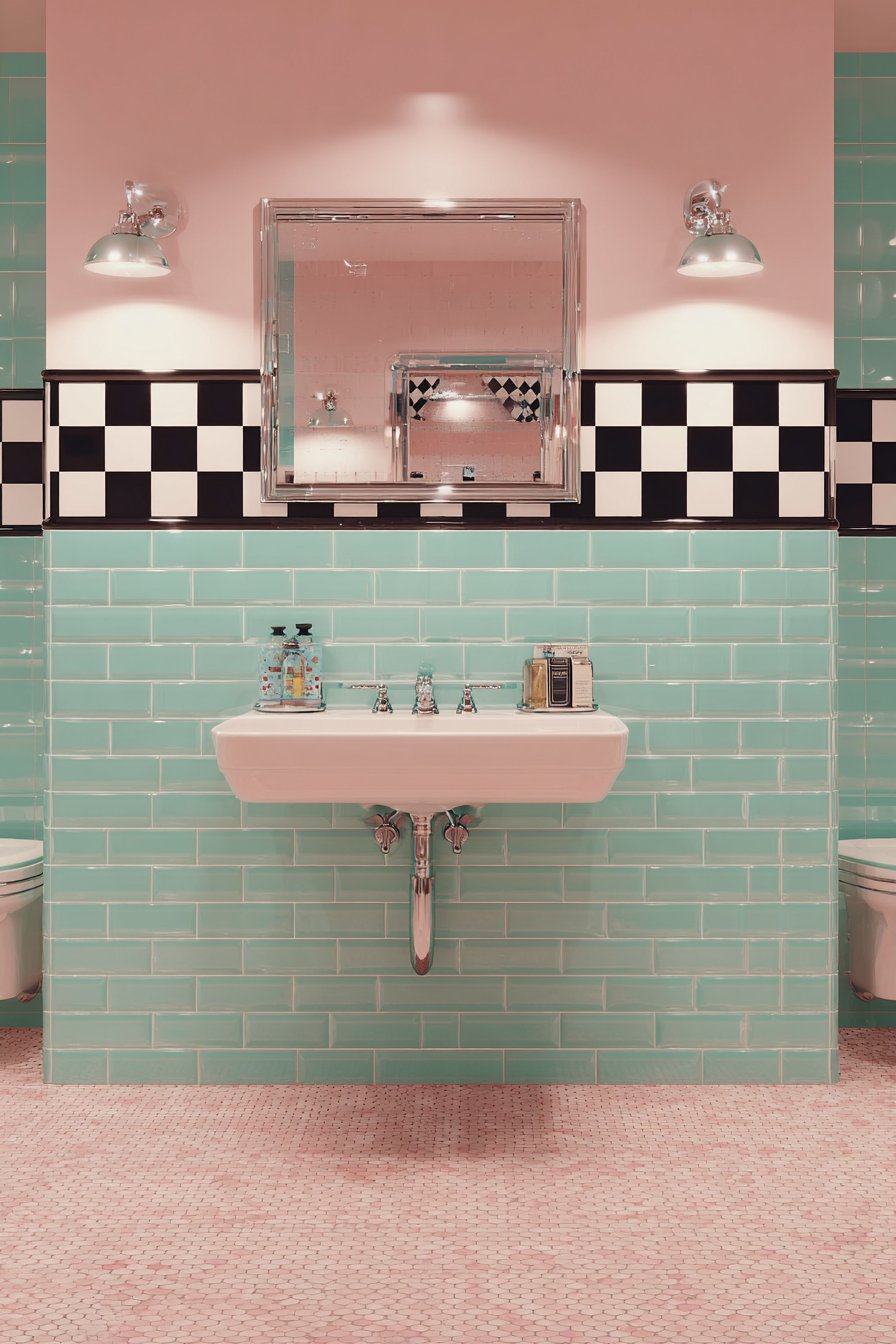 Retro 1950s Charm with Penny Tiles and Subway Classics