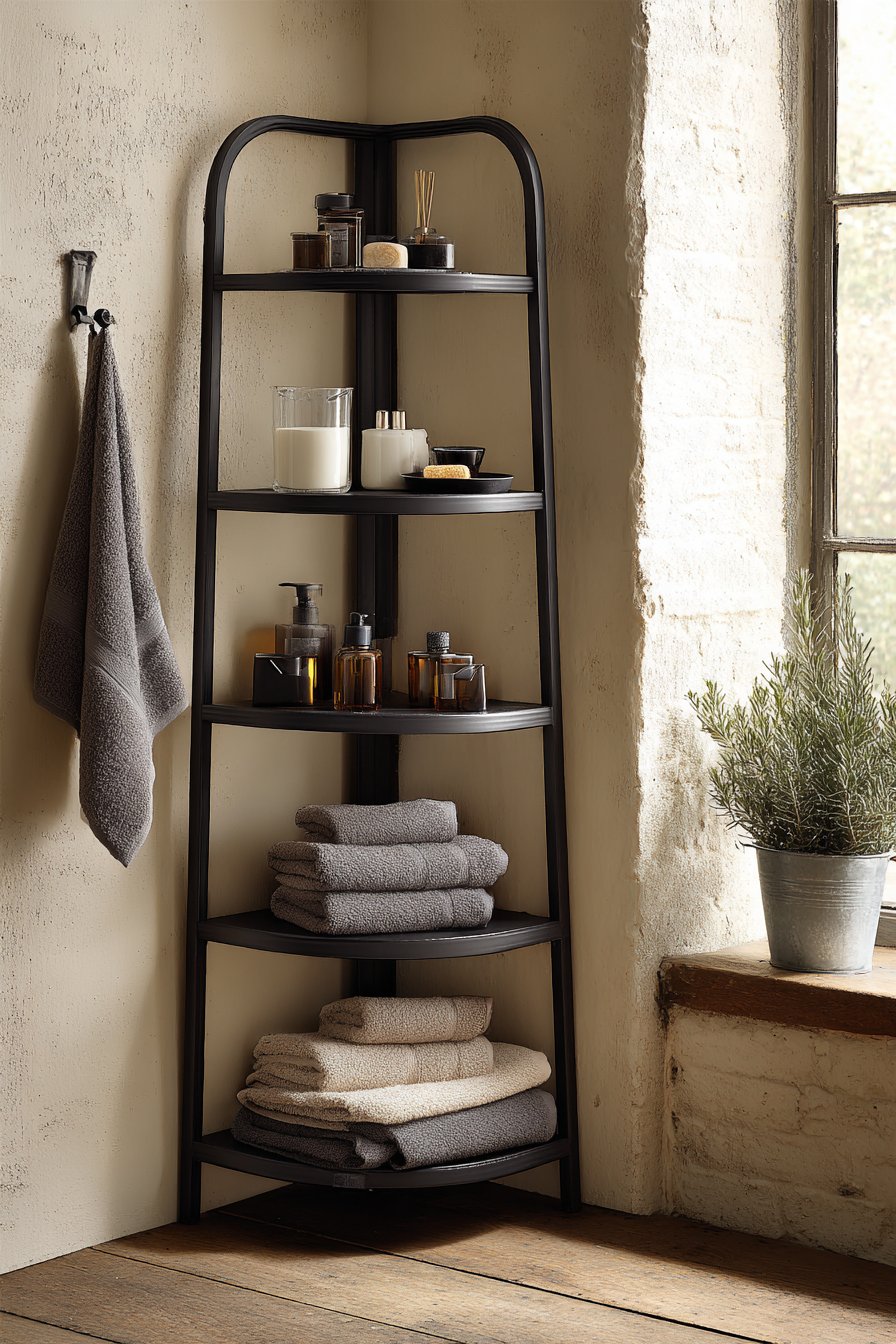 Corner Ladder Shelf for Industrial-Chic Vertical Storage