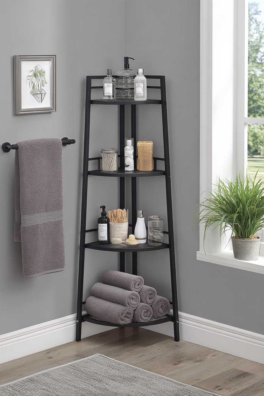 Corner Ladder Shelf for Industrial-Chic Vertical Storage
