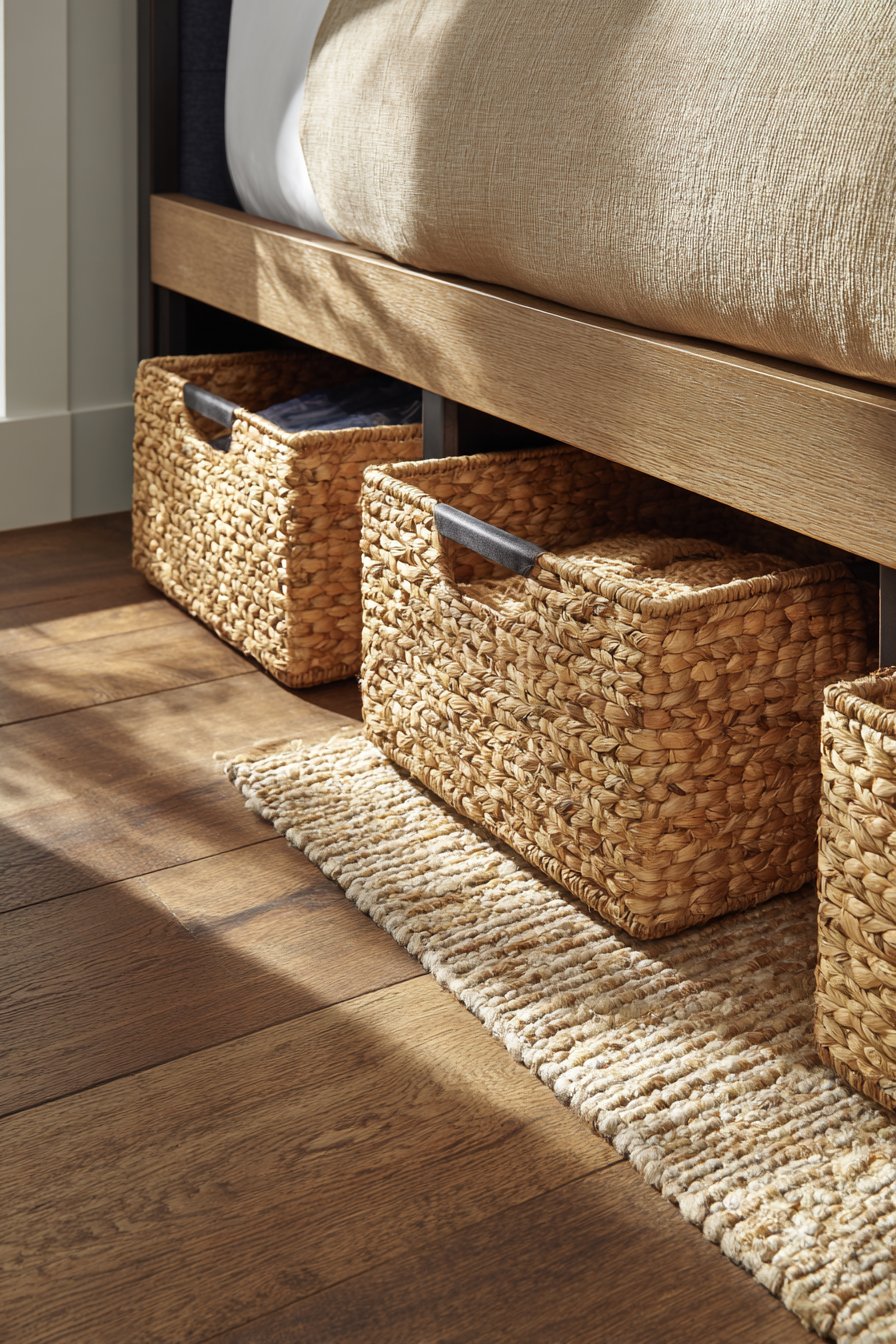 Under-Bed Storage with Natural Woven Baskets
