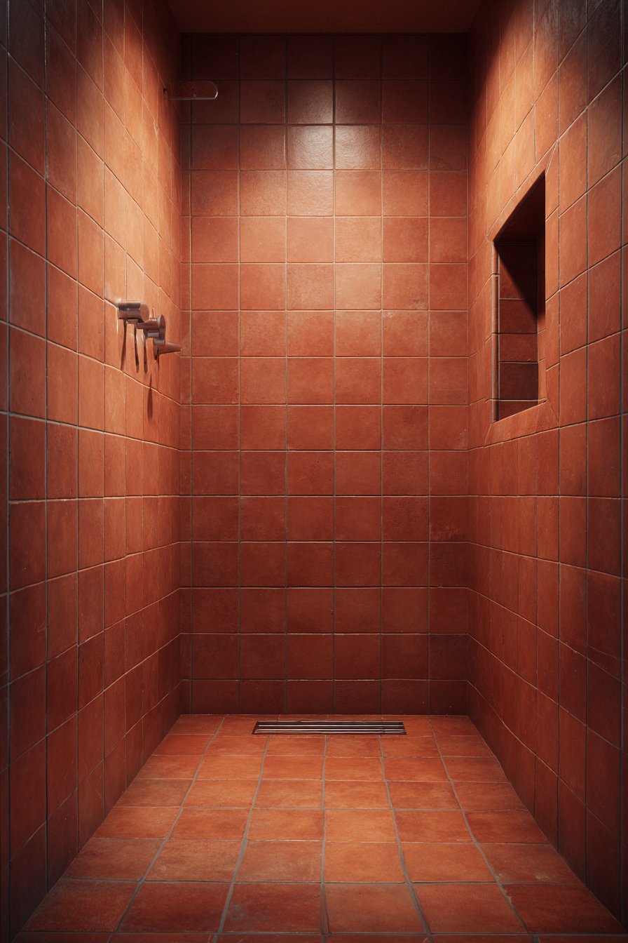 Contemporary Walk-In Shower with Concrete-Effect Tiles