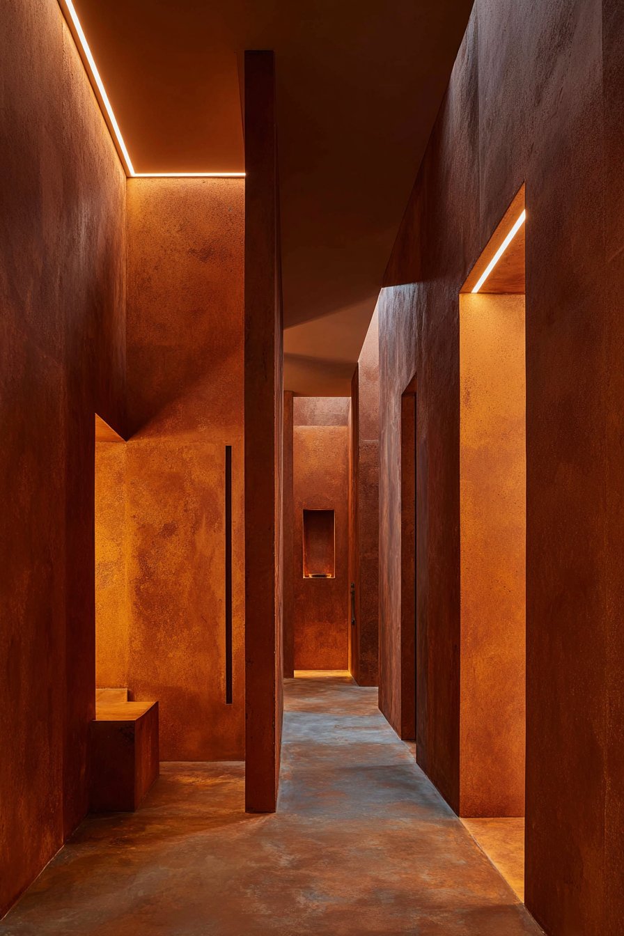 Contemporary Walk-In Shower with Concrete-Effect Tiles