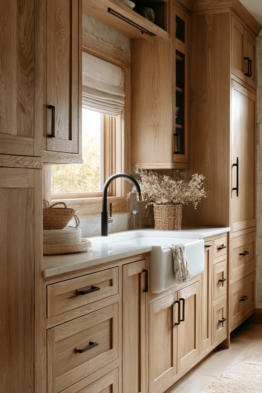 Scandinavian Serenity in Natural Oak with Integrated Appliances