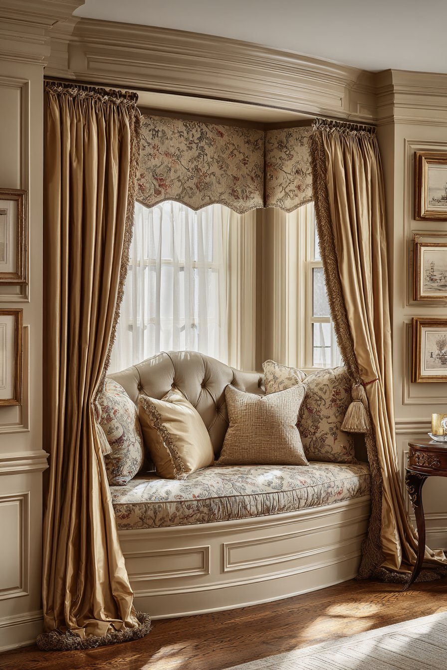  Golden Window Treatment Showcase with Luxurious Fabric Layers