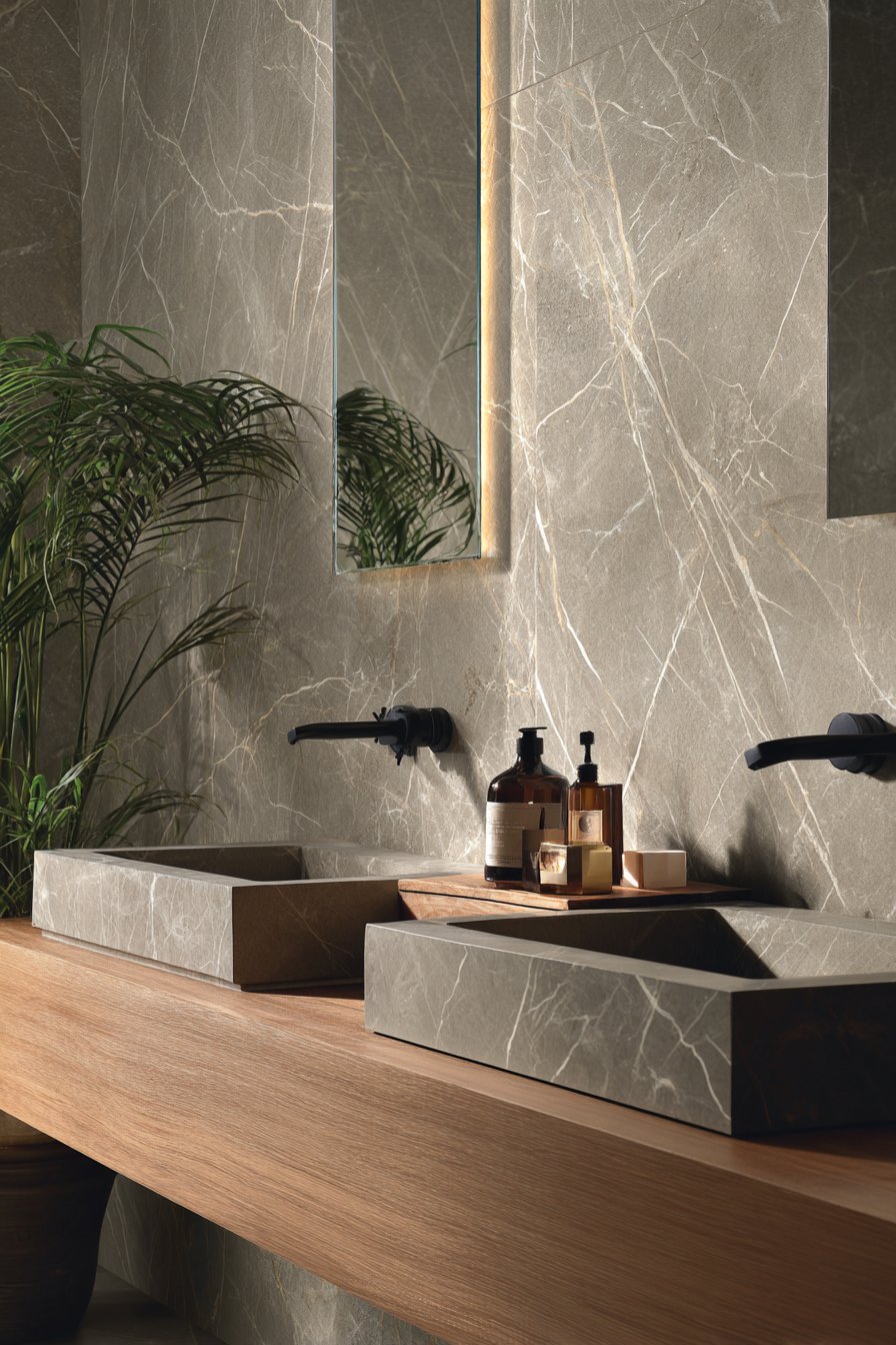 Large-Format Porcelain Tiles with Concrete-Look Finish