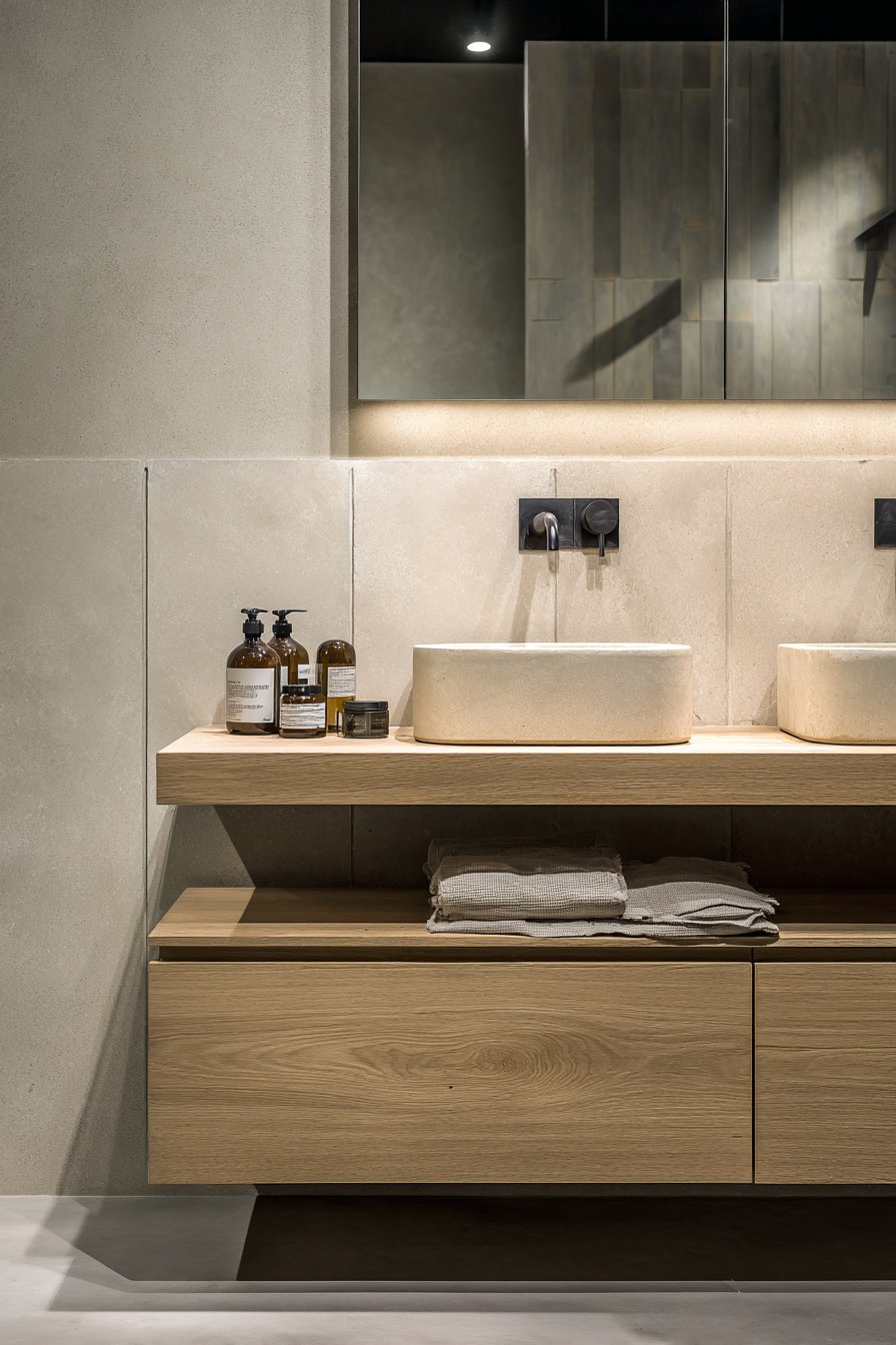 Large-Format Porcelain Tiles with Concrete-Look Finish