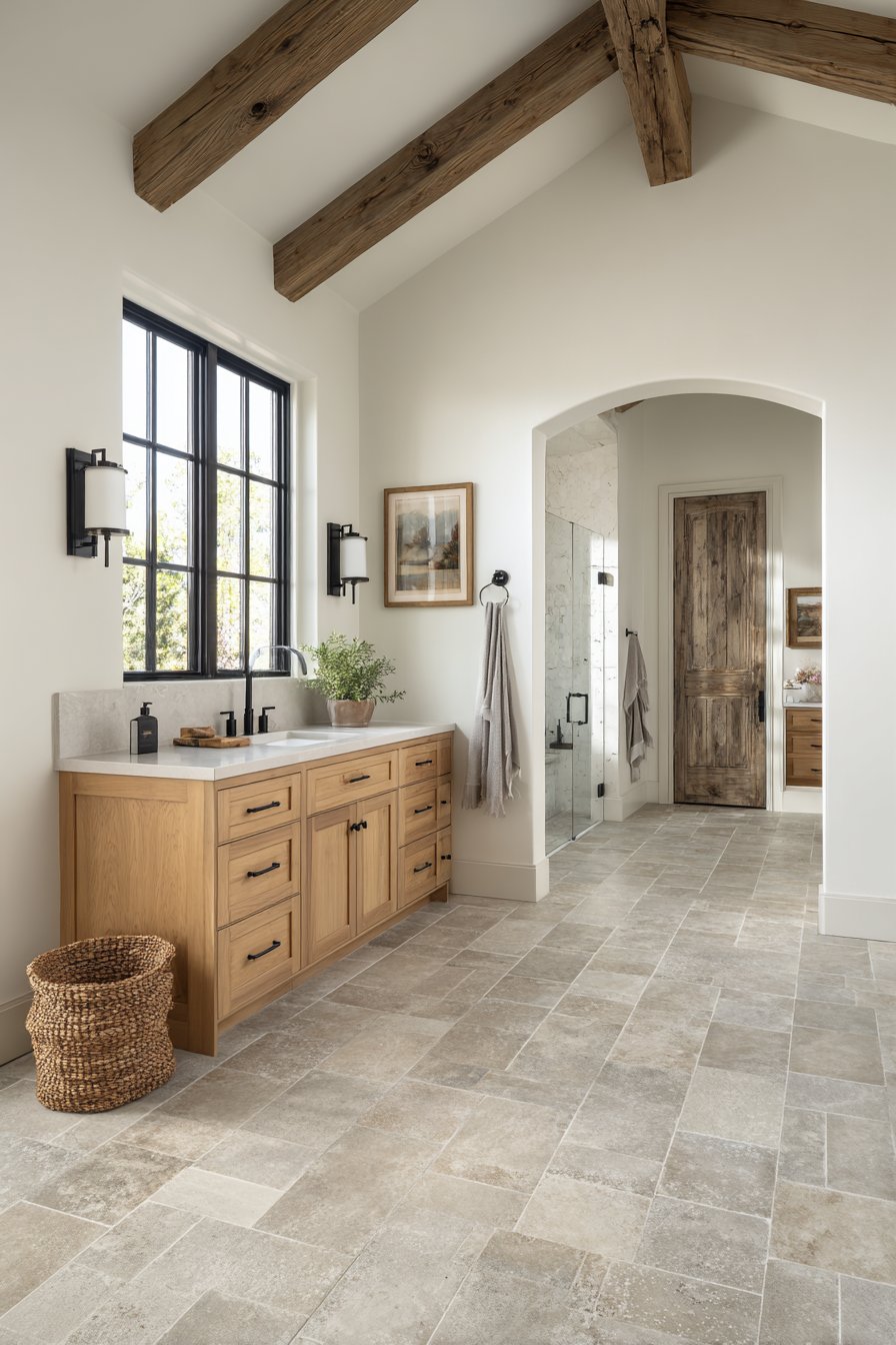 Large-Format Porcelain Tiles with Concrete-Look Finish
